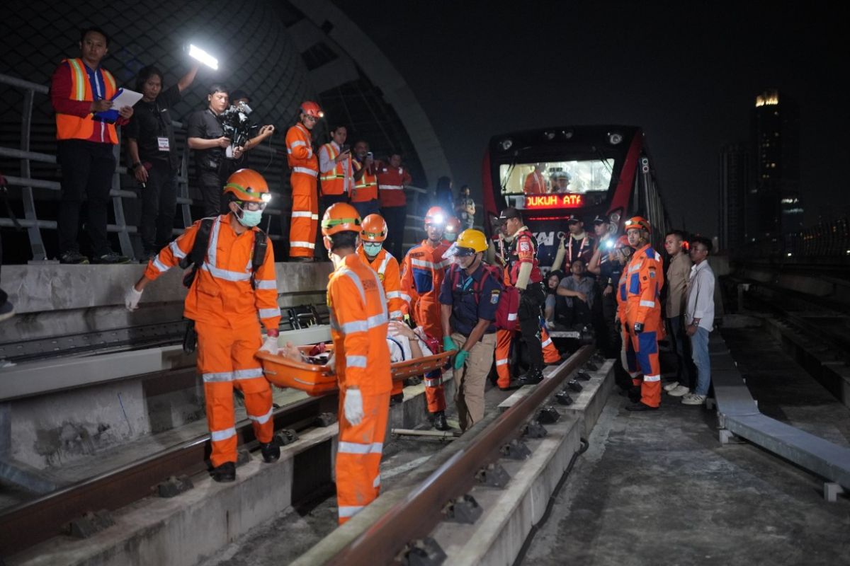 LRT Jabodebek gelar simulasi tanggap darurat di Stasiun Pancoran